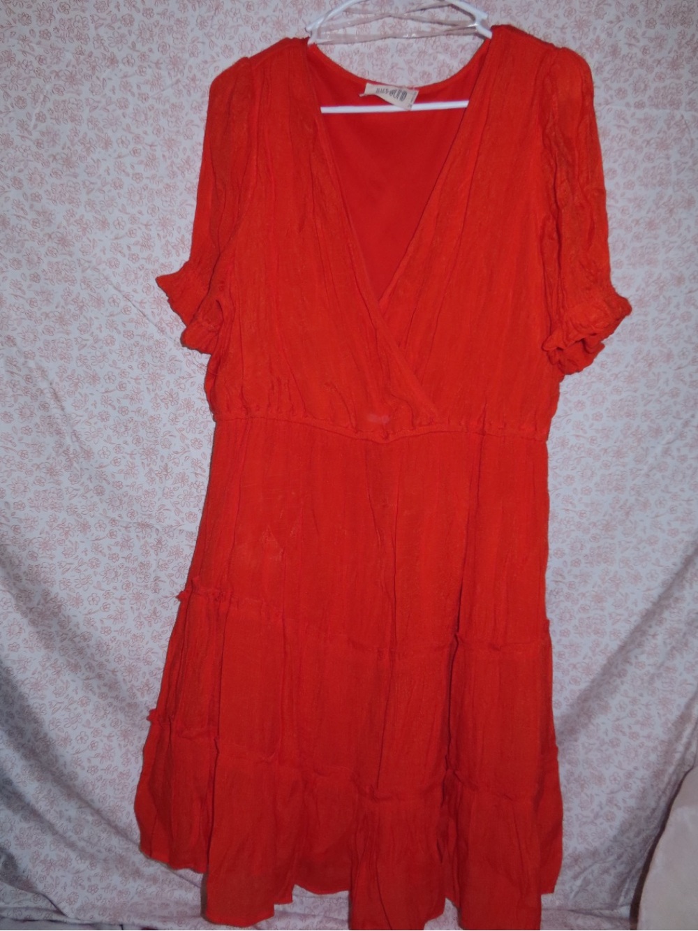 Red Women's V-Neck Tiered Dress